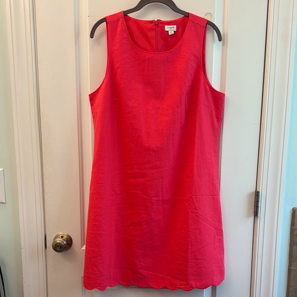J.Crew shift dress. Scallop hem. Size 12. Watermelon Pink.